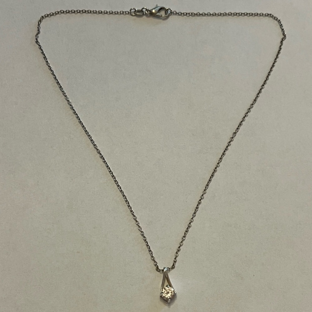 CZ small pendant necklace sterling silver